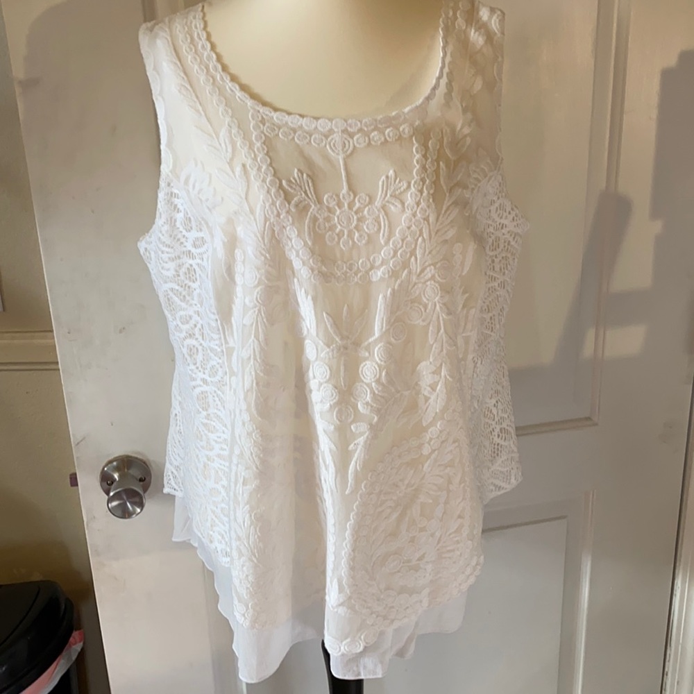 Style and co. Women size1x white lace blouse